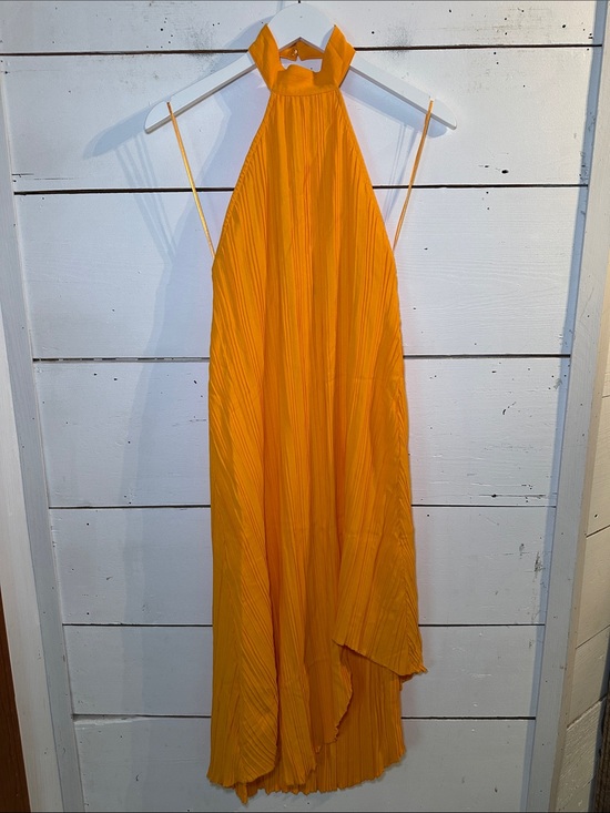 Zara Dresses & Skirts - Zara Orange Pleated Halter Maxi Dress Medium